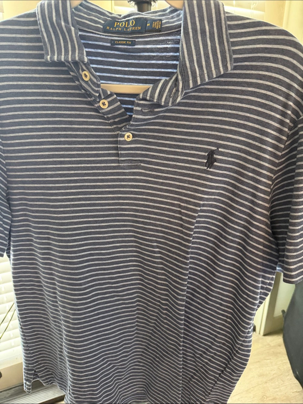 Polo by Ralph Lauren Heather Blue and light blue Striped Polo Shirt